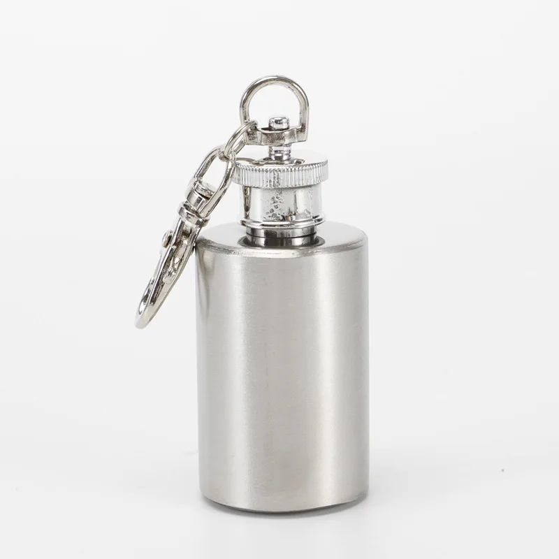 Portable outdoor camping hip flask stainless steel hip flask 1 oz with keychain liquor bottle