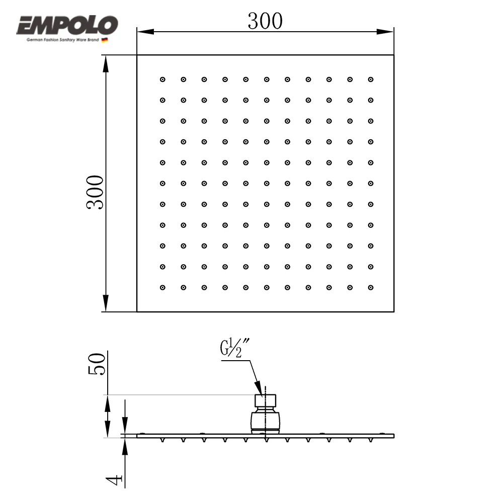 Bathroom water saving chrome ceiling power shower head 12 inch rainfall square style smart shower head with filter
