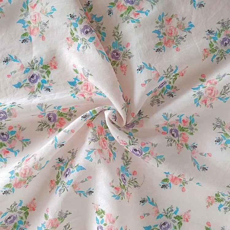 
Customizable floral printed silk cotton interwoven fabric 