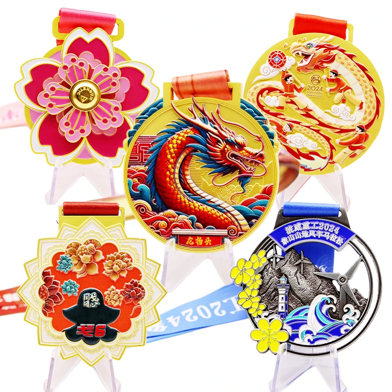 Custom 3D Gold Award Marathon Race Zinc Alloy Outdoor Sports Souvenir Sublimation Medals Blanks