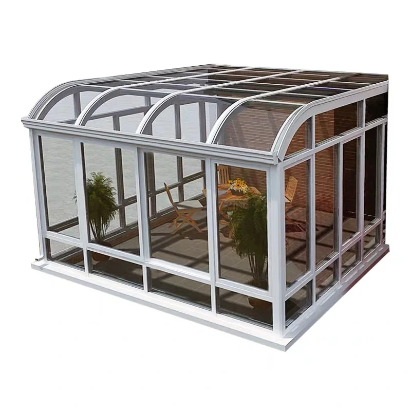 
Outdoor Tempered Glass Sunroom Aluminium Glass House  (1600123943864)