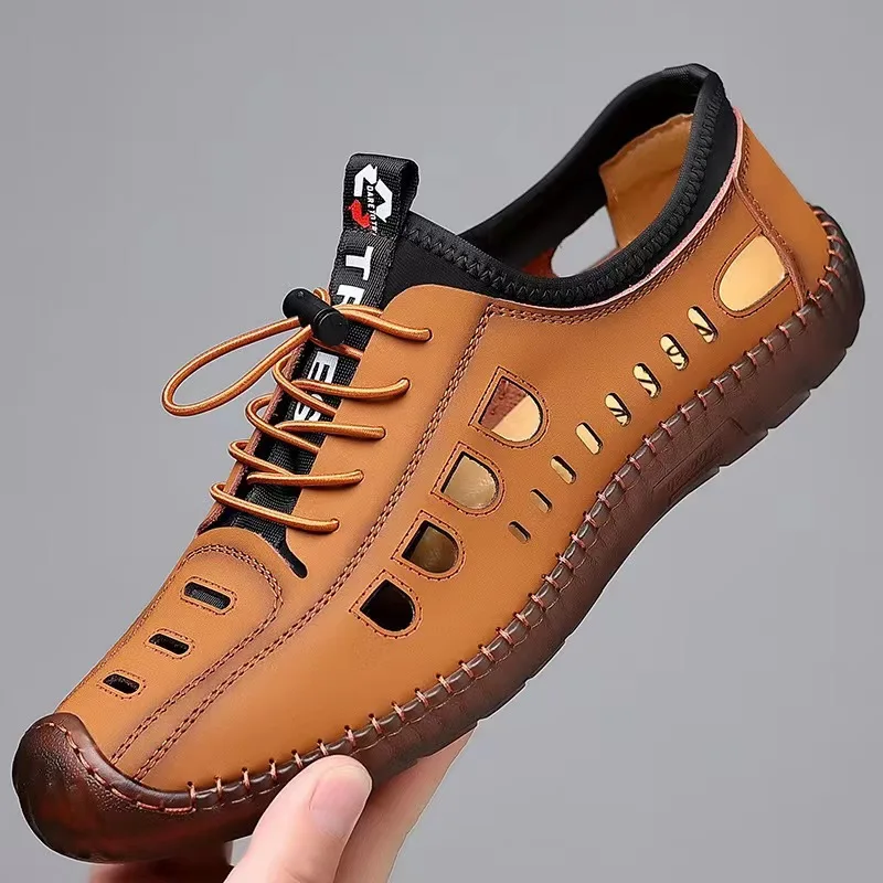 Business Dress Shoe Convenience Men Casual Shoe Sneaker Fashion Breathable PU Leather PVC Comfort Walking Flat Loafer Male Brown