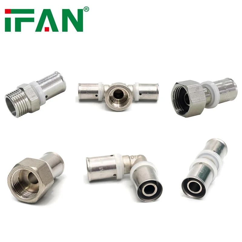 IFAN Wholesale Brass Press Fitting 16-32mm Pex Pipe Fitting Female Tee Pex Press Fitting