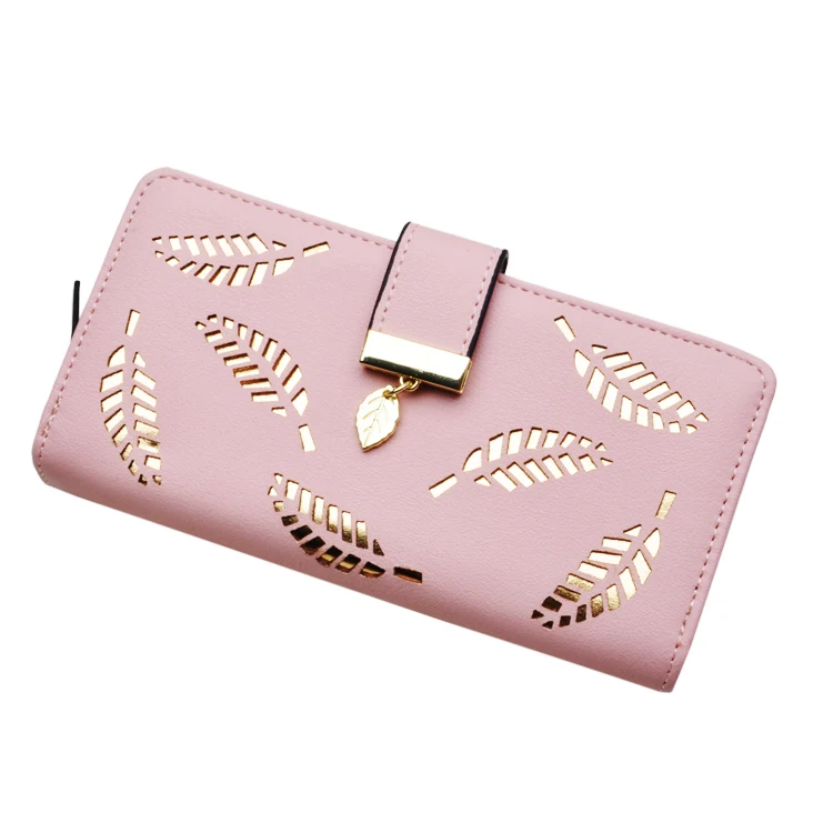 Fashionable Long Leaf Women Wallet Leather Card Holders Clutch Wallets Handbags For Women