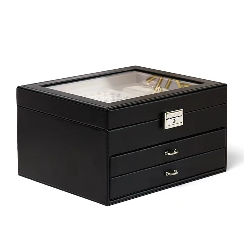 2024 New senior European Princess large capacity jewelry storage organizer Open window transparent multi-drawer jewelry box