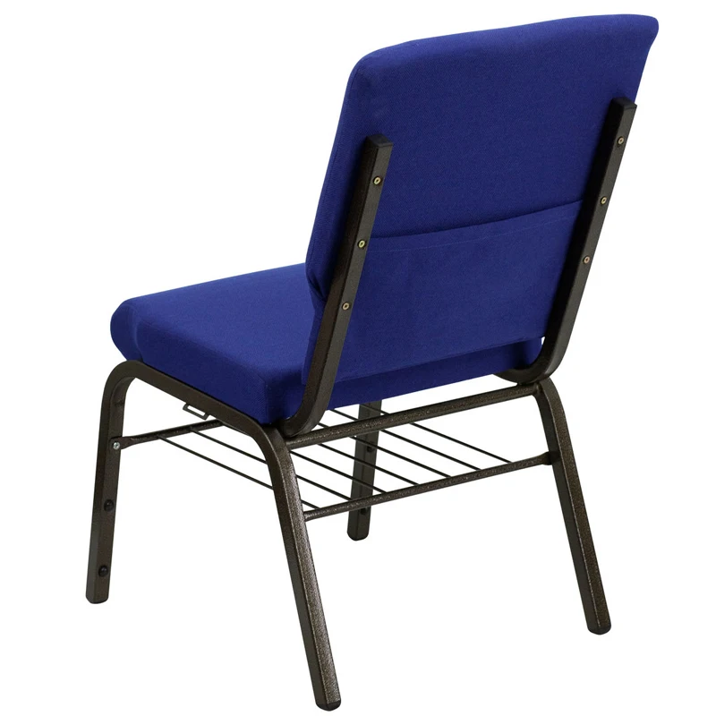 Wholesale High Quality Metal Comfortable Padded Cushion Theater Furniture Used Blue Church Chairs With Book Rack For Church
