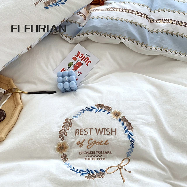 Washed Cotton Duvet Cover Set, 4 Pieces Luxury Soft Bedding Set with Buttons Closure.