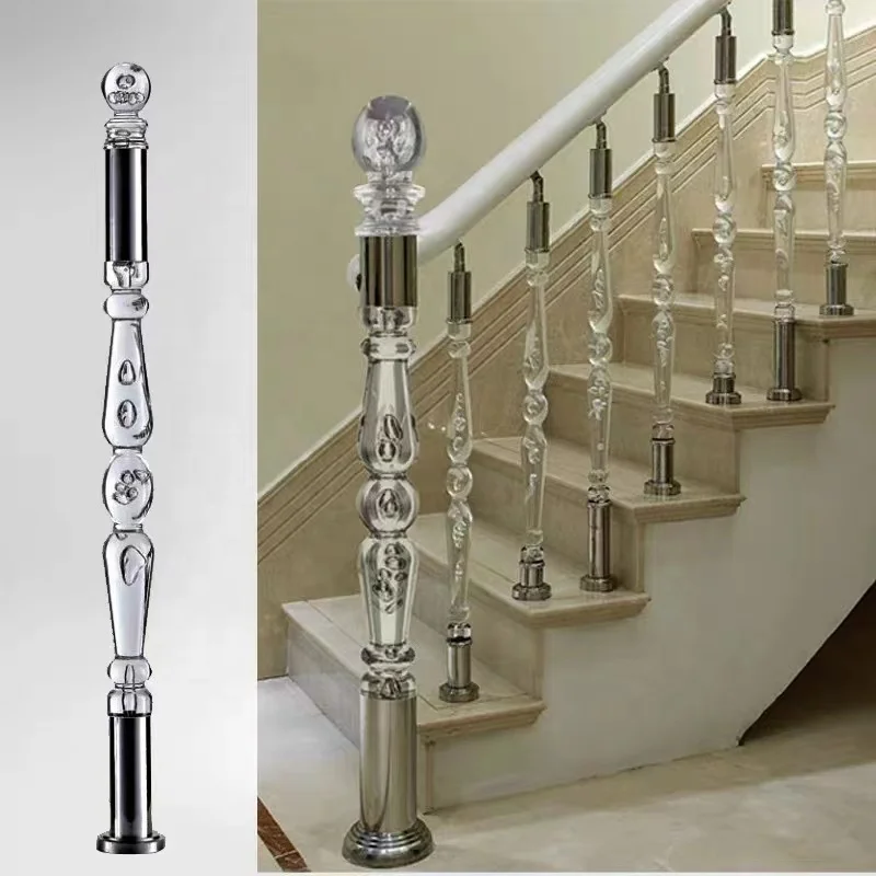 IndoorVilla bar crystal handrail acrylic column restaurant balcony stair guardrail