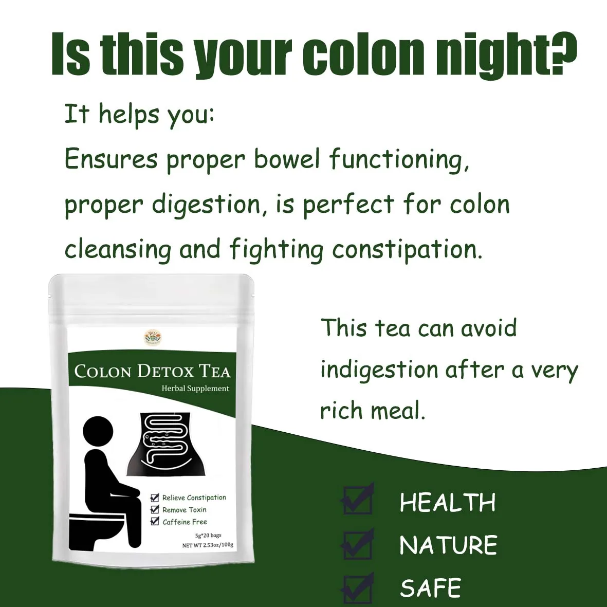 [Colon Clean Detox Tea]Private Label Health Herb Flavored Slimming Chronic Constipation Tea Bag