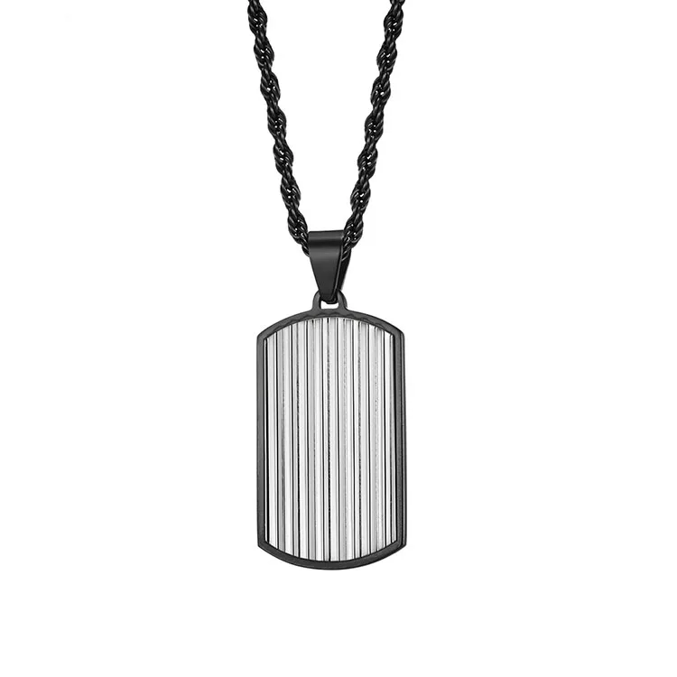 Custom Wholesale Latest Design Stainless Steel Mens Costume Jewelry Modern Engraved Tag Male Pendant Necklace