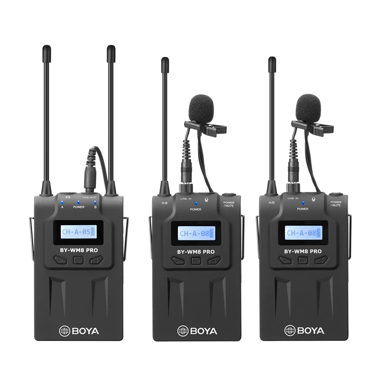 
BOYA BY-WM8 Pro K2 UHF Wireless Microphone System Omni-directional Lavalier Microphone for ENG EFP DV DSLR 
