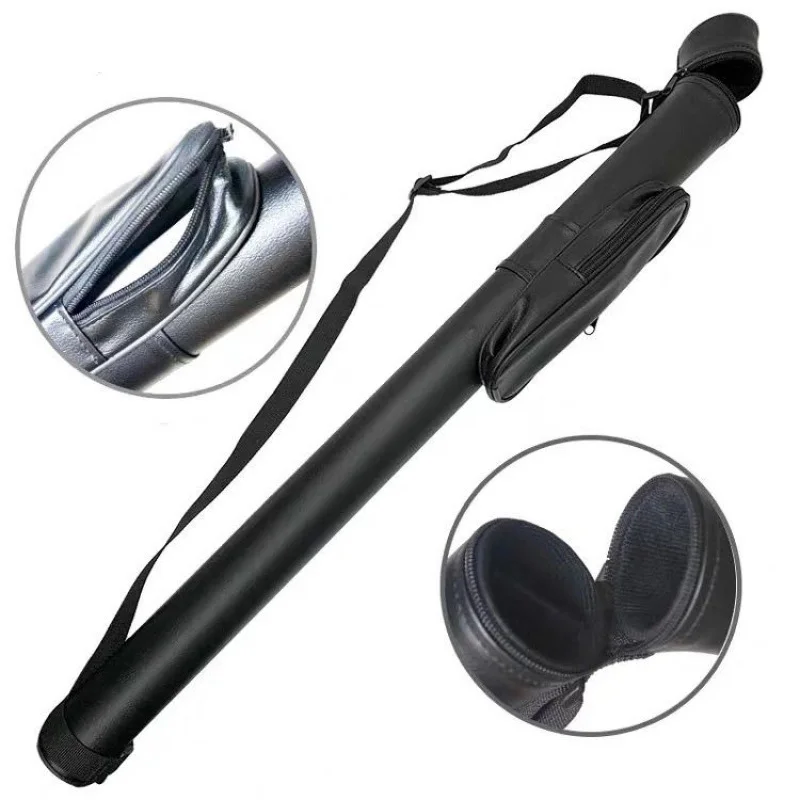 Wholesale Round Black Billiard Cue Bag 1/2 Billiard Cue Holder Carrying Bag Carom Pool Cue Case Billiards Accessories