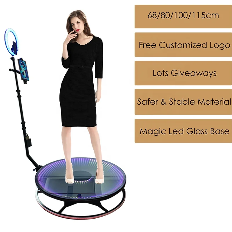 New 360 photobooth machine portable selfie platform spin 360 degree photo booth with rotating stand