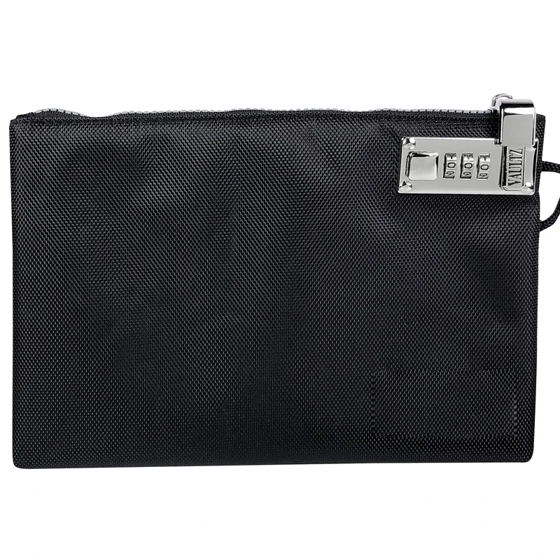 Custom Wholesale Filing Products Travel Pencil Pouch Bank Bag With Combination Secure Money Fireproof Document Bag With Lock