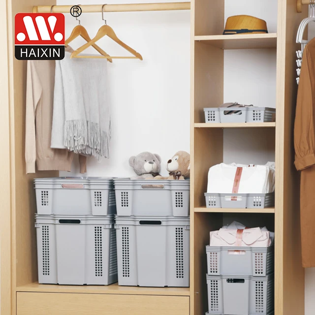 Haixing Hot selling Household Stackable drawer cutlery organizer Plastic rattan storage basket