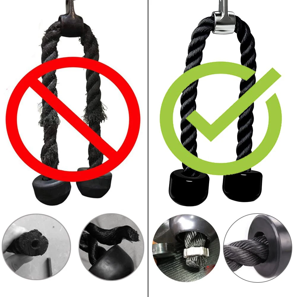 Tellus Fitness Tricep Rope Pull Down 27 Inch Heavy Duty Nylon Rope Length Easy to Grip & Non Slip Cable Machine Attachment
