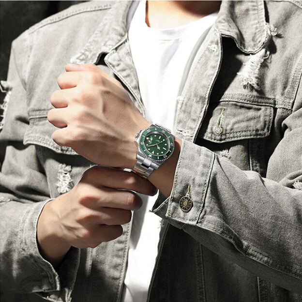 Factory hot selling stainless steel wrist watches luminous transparent case watches for men 20ATM automatic diver watches