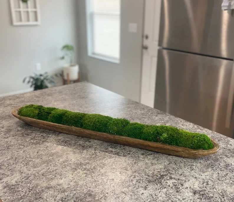 Moss Dough Bowl Table Centerpiece Preserved Moss