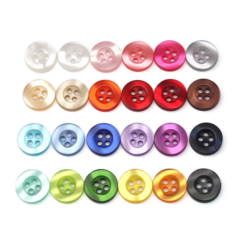 Polishing Resin Buttons For Shirt Coat Cloth Pant 14L16L Watermelon Round Shirt Button 4holes Eco-friendly Pearl Resin Button