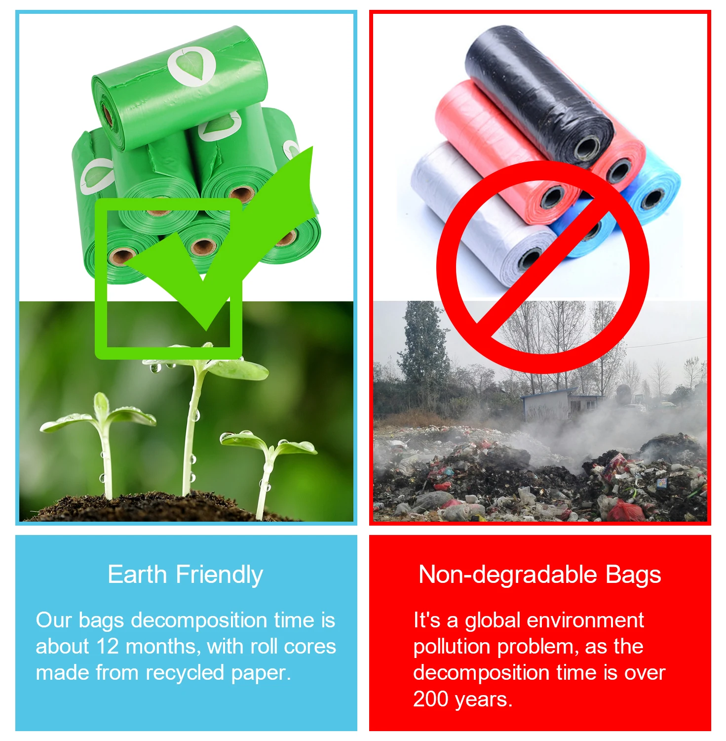 
Pet supplies Custom Printed Biodegradable Dog Poop Bags with a dispenser 