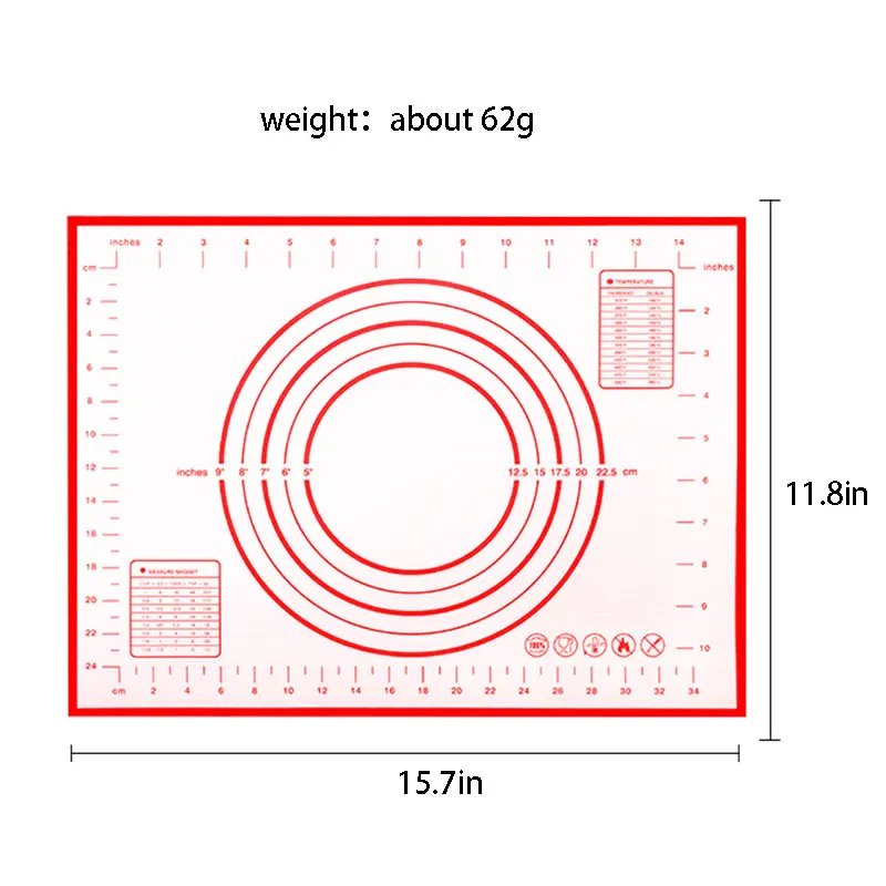Silicone Baking Pastry Mats Rolling Out Dough Non Slip Dough Pie Crust Rolling Fondant Mat Oven Liner with Measurement