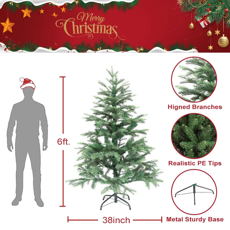 best deal Easy Assembly 5ft/150cm PE PVC mix 450 Branch Tips stable metal stand Christmas tree