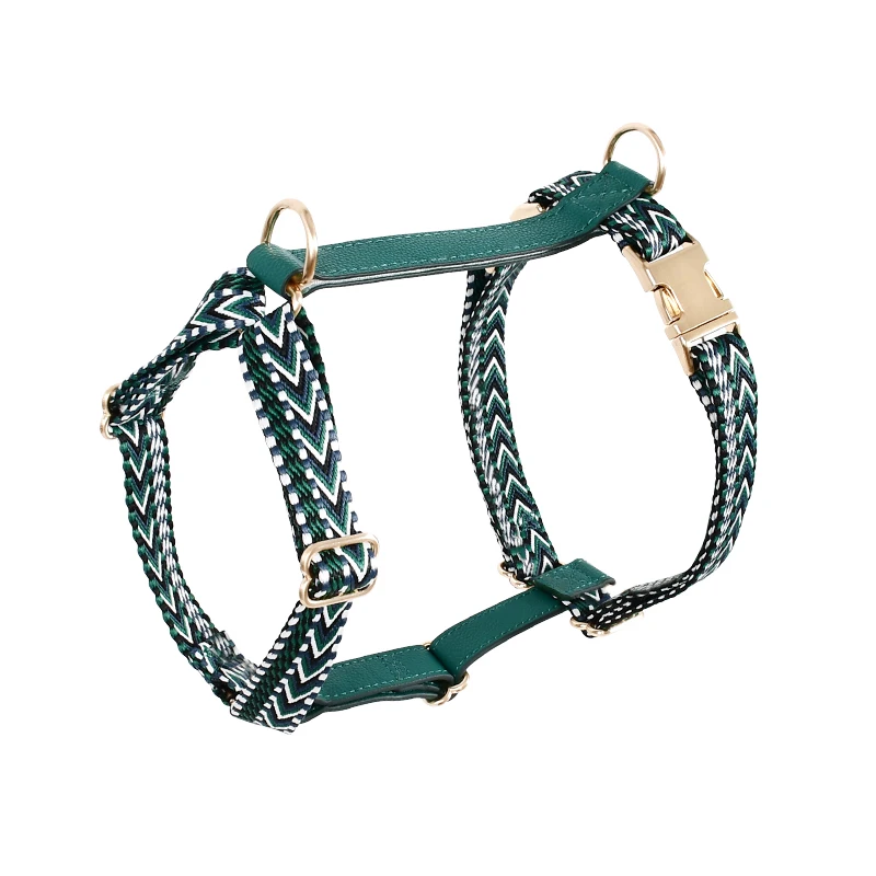 Soft Leather Dog Harness Leash Set Adjustable Wholesale Designer Luxury Heavy Duty Soft Pattern Nylon Pet Rope Leads Stocked