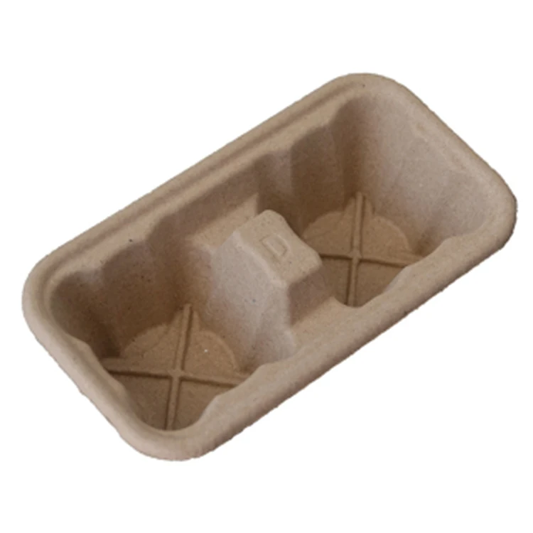 Biodegradable Tea Drink Coffee Packaging Tray Paper Cup Carrier With 2/4 Compartment Disposable Cup Holder