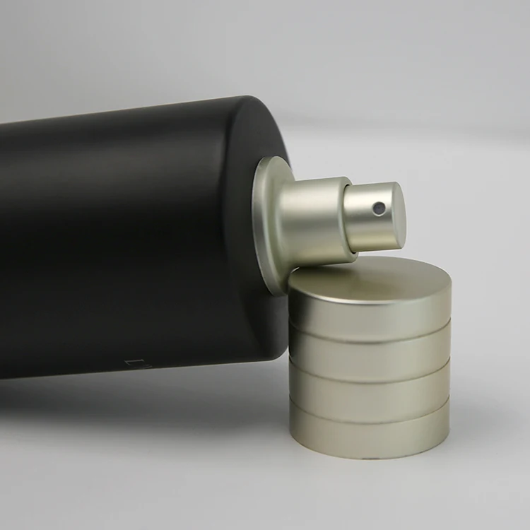 Beautiful Luxury Round Shape 50ml Aluminum Magnetic Cap Matte Oud Oil Opaque Black Empty Spray Perfume Bottles With Black Box