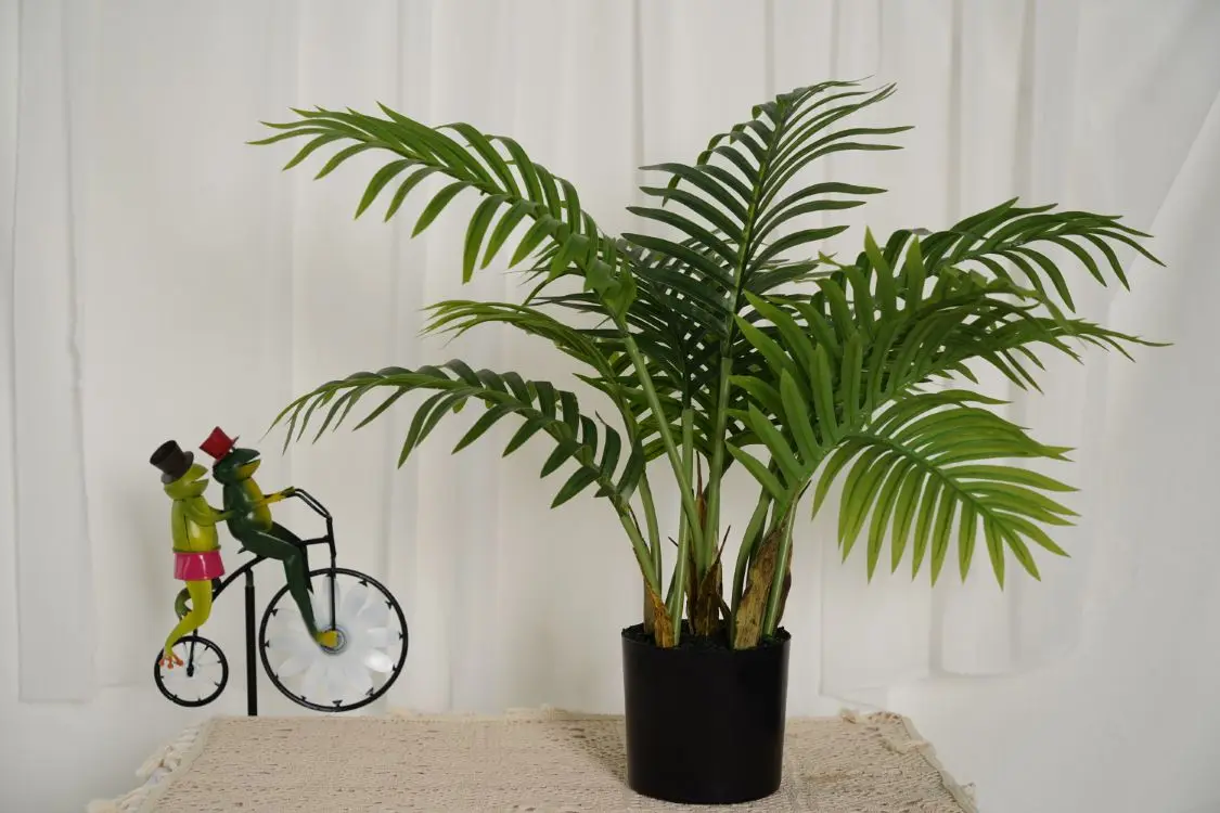 Hourpark Wholesale Green Decorative Artificial Bonsai Palm Tree 2 Pcs Outdoor Indoor Plastic Artificial Plants