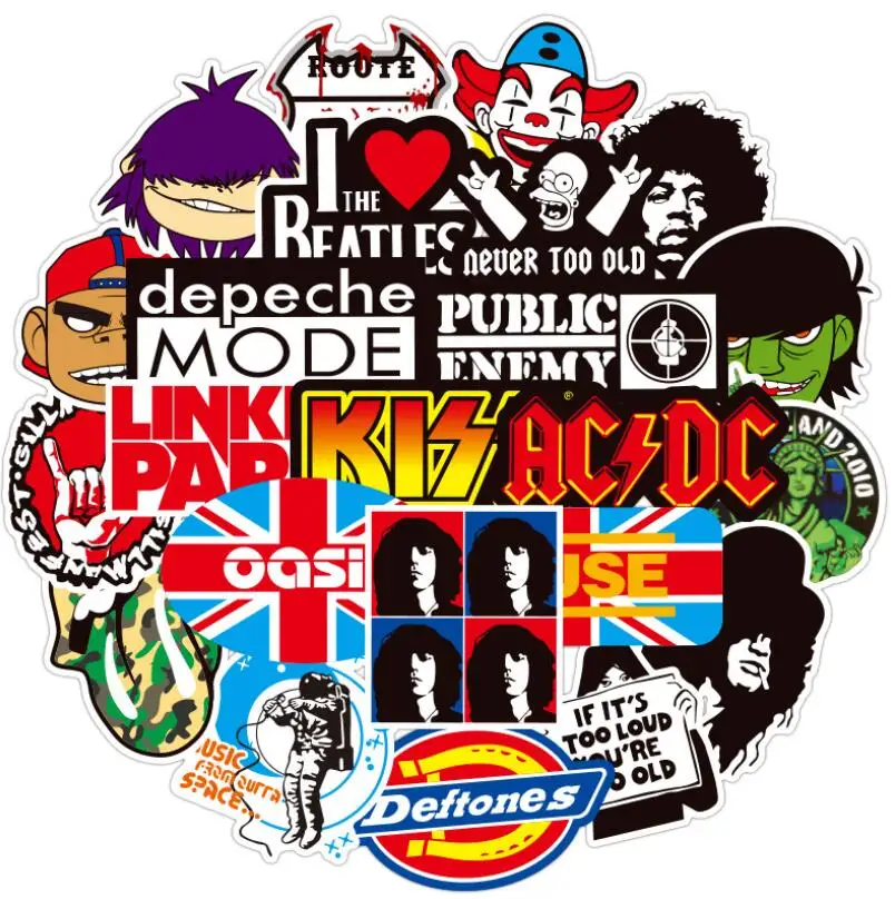 ZY0153C 100/PCS Rock music band graffiti sticker waterproof removable notebook scooter sticker