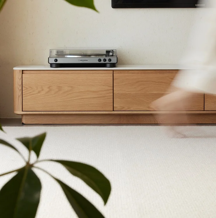 M2081 High quality Customized Furniture Living Room natural wood oak TV Media Cabinet with 3 or 4 Drawers Wooden TV stand table