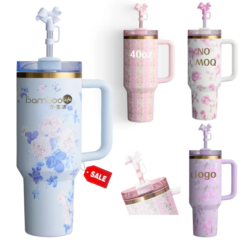 Gilded 40oz Adventure Outdoor Vacuum Tumbler With Handle Stainless Steel Copper Plating Travel Mugs 40 OZ Cup