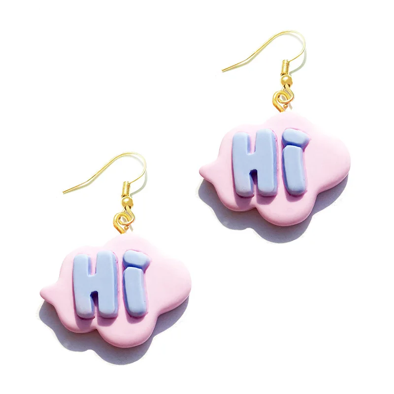 New Arrival Hot Style Alphabet Flamingo Cloud Handmade Exaggerated Funny Cute Unique Statement Personality Resin Design Earrings