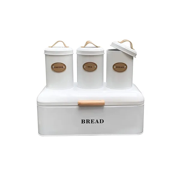 Customized Logo Christmas Tin Box Sets Bread Storage Box Metal Kitchen Storage Bread Bin Sets Food Storage Box
