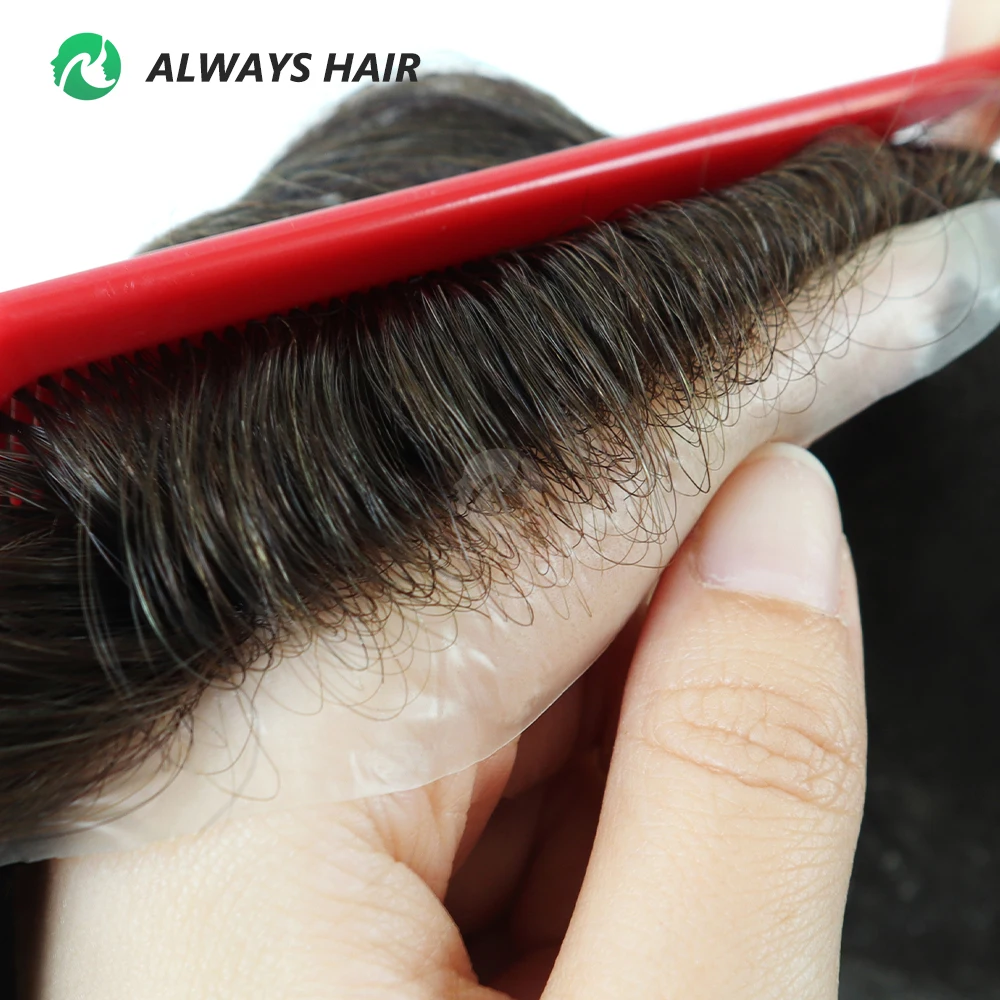 Front V Toupee For Man Human Hair Qingdao Invisible Thin Skin PU India Hair Men Wig