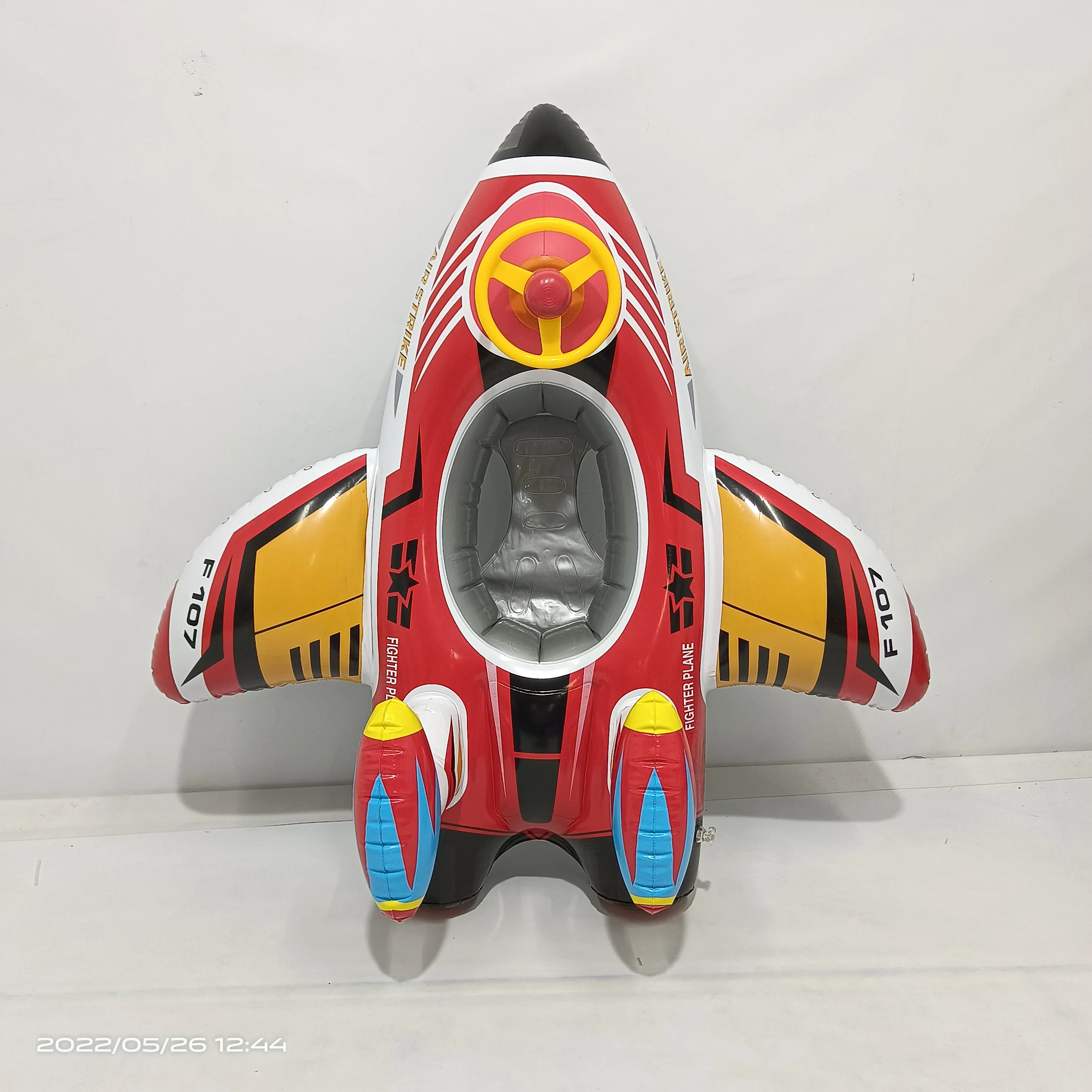 Hot sale kids inflatable aircraft seat ring float toys with water gun-120*120CM
