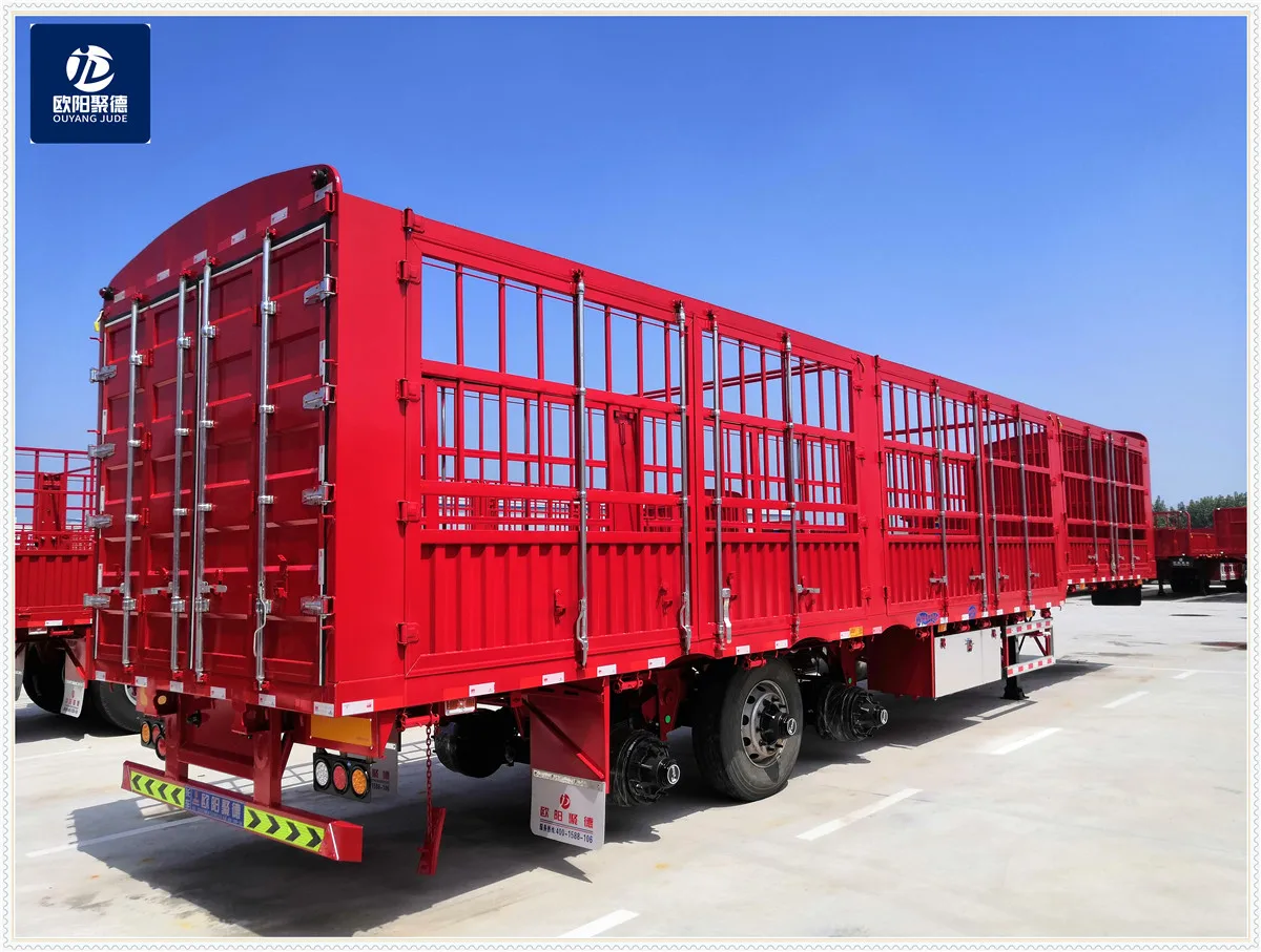 OYJD Trailers 3 axles big open door utility 40ft flatbed trailer fence use furniture food office equipment computer