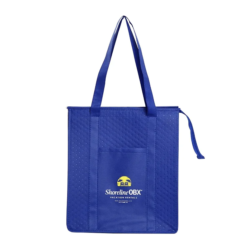 Thermo Tote insulated lunch bag Wine cooler tote bag Reusable non woven cooler bag with pocket