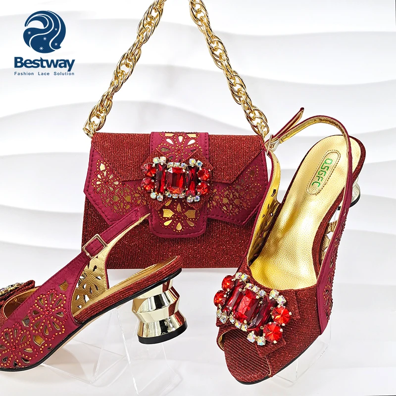 Bestway Latest African ladies Italian fashion women shoes and bags to match