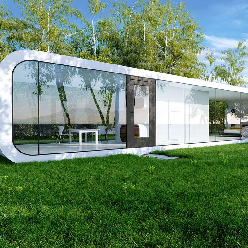 China tiny house office manufacturers luxury custom exptendable prefab house pop out fully furnished apple cabin with porch