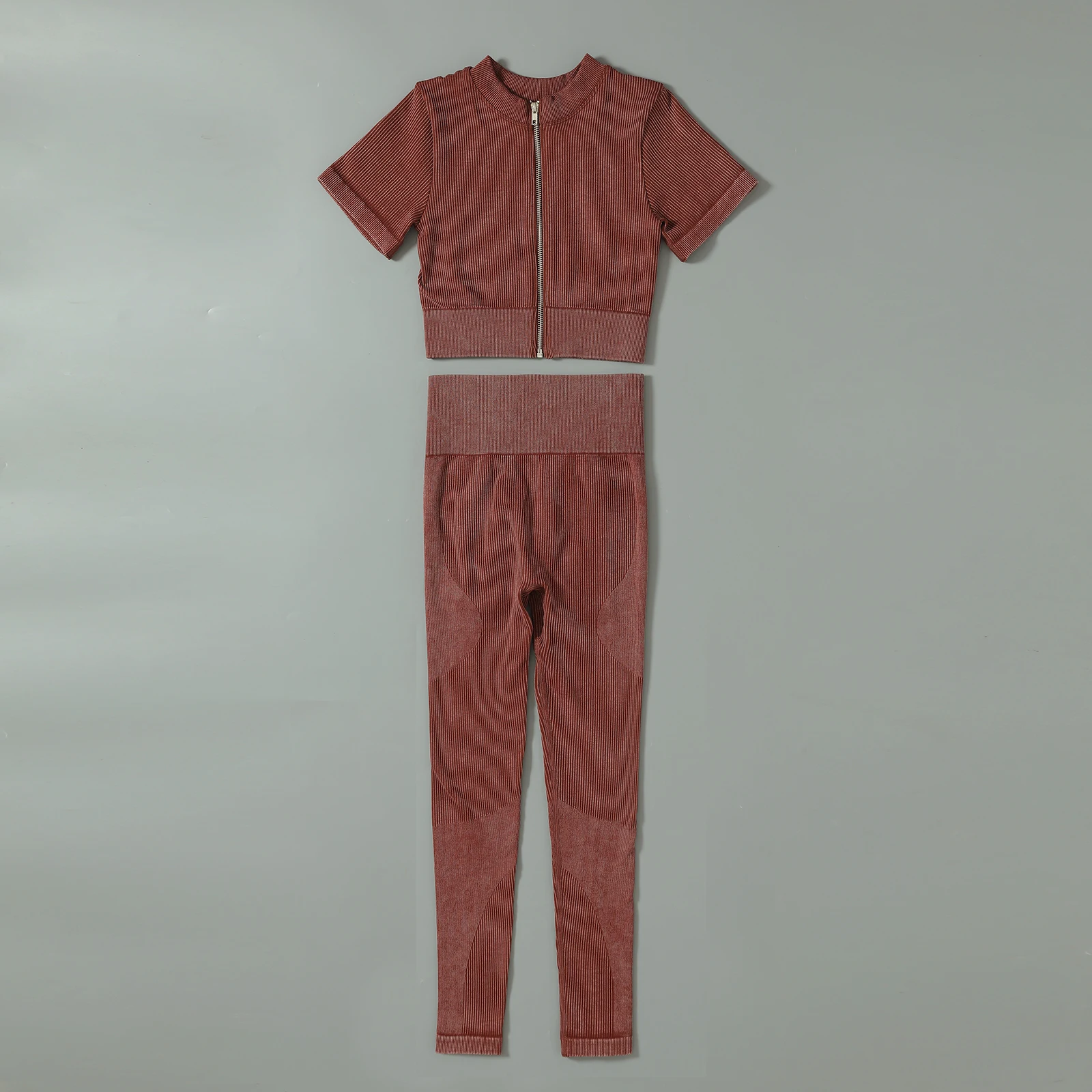 High Elastic Wholesale Seamless Ribbed Yoga Activewear Jogging Suit Women Set Fitness Clothes