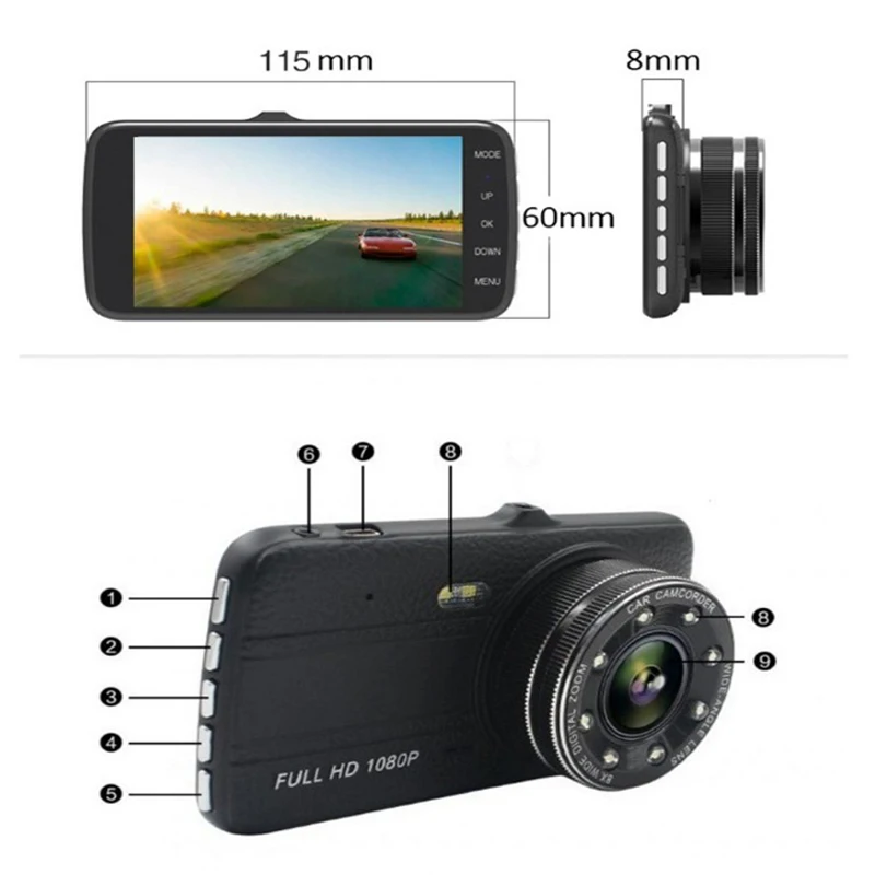 XH202 driving recorder car black box dedicated with high-definition night vision 4 inch IPS screen with fill light dash cam