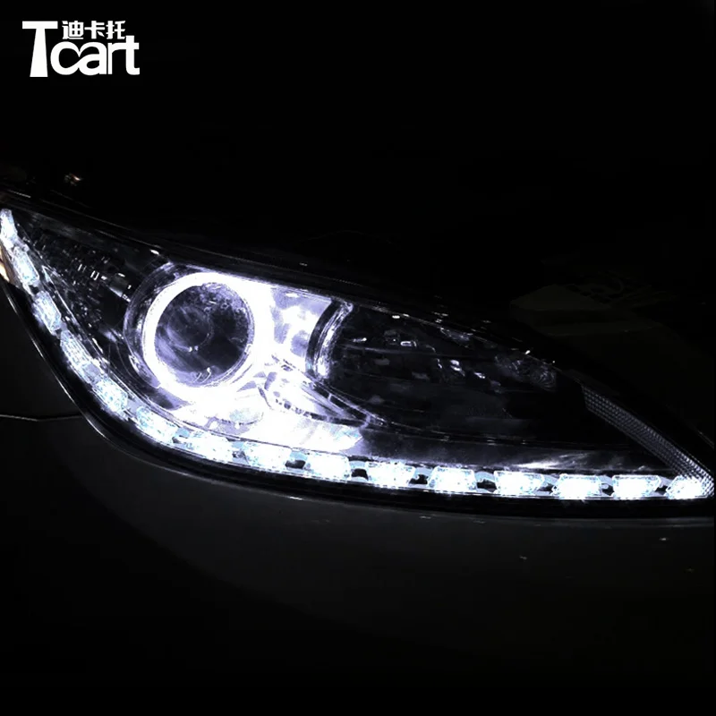 Tcart автомобильное освещение 12 в 16 светодиодов гибкий Кристальный переключатель Белый drl желтый сигнал поворота плавные дневные ходовые фары drl