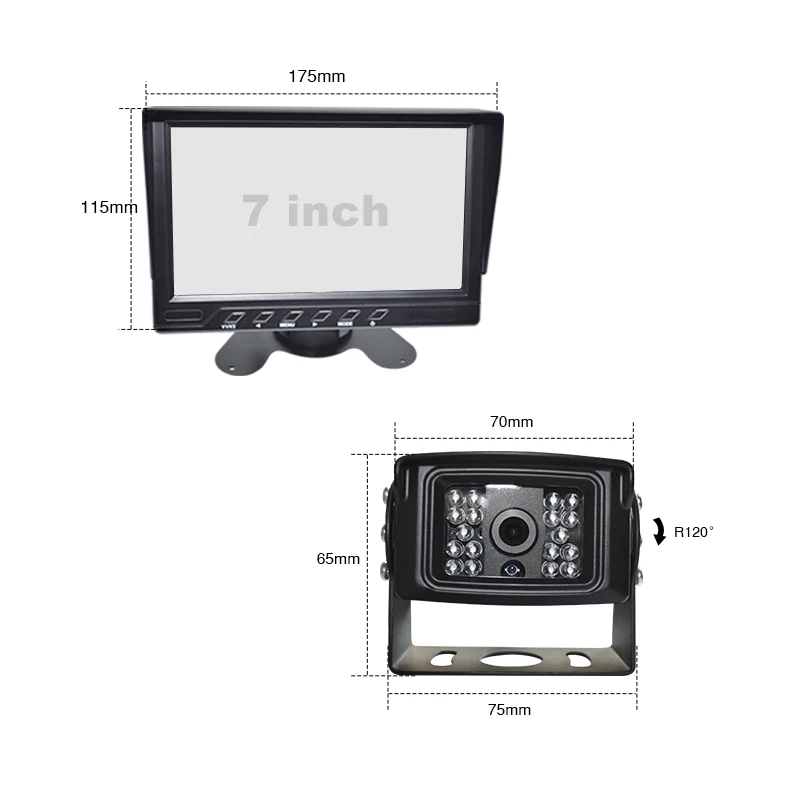 Customizable brand security AHD with camera 7 inch surveillance system rear view camera truck backing display