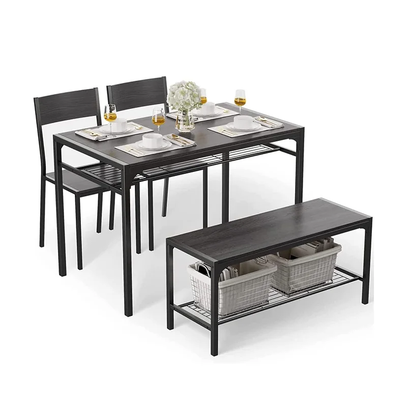 Dining Table Set for 4  Space-Saving Kitchen Table Set Dining Room Table Set with Metal Frame & MDF Board