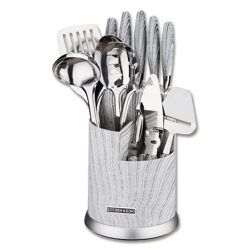 Кухонная утварь King из нержавеющей стали 13 шт. набор кухонных ножей бытовая Глянцевая ручка с деревянным