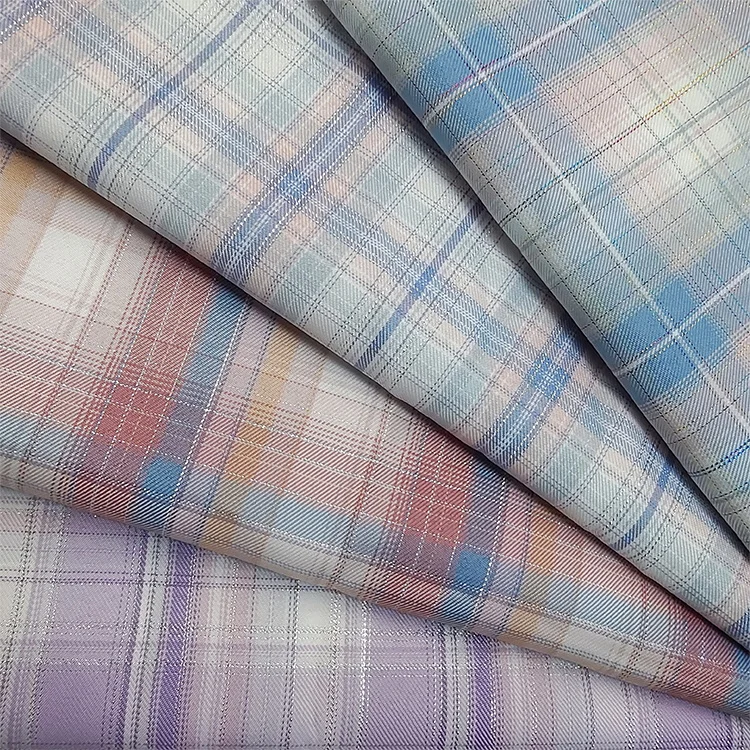 Cheap Wholesale Stock Woven Clothing Materials Fashion yarn dyed Christmas lattice 100 Polyester Plaid Suit fabric for men