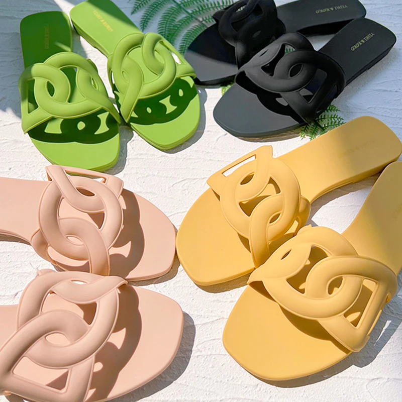 Ladies Shoes Flat Casual Aloha Sandal Outdoor PVC Jelly Slides Ladies Flat Slippers women shoes slipper