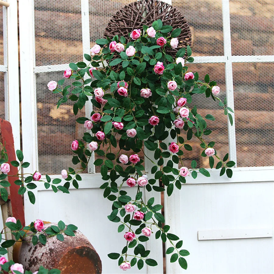 Reasonable Price Flowers Colorful Artificial Hanging Rose Vines for Wedding Arrangement